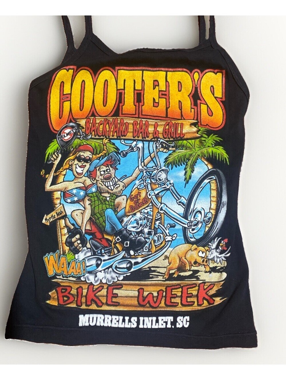 Vtg Y2K Rare Cooters Backyard Bar Murrells Inlet SC Bike Week Motorcycle Tank